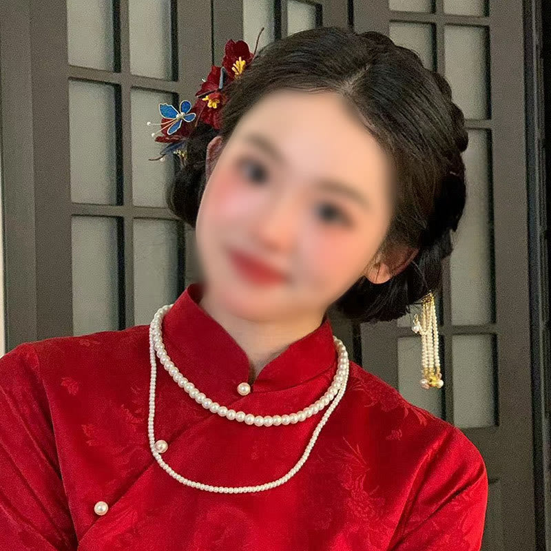 Red Flower Butterfly Hair Comb for Transformation & Love