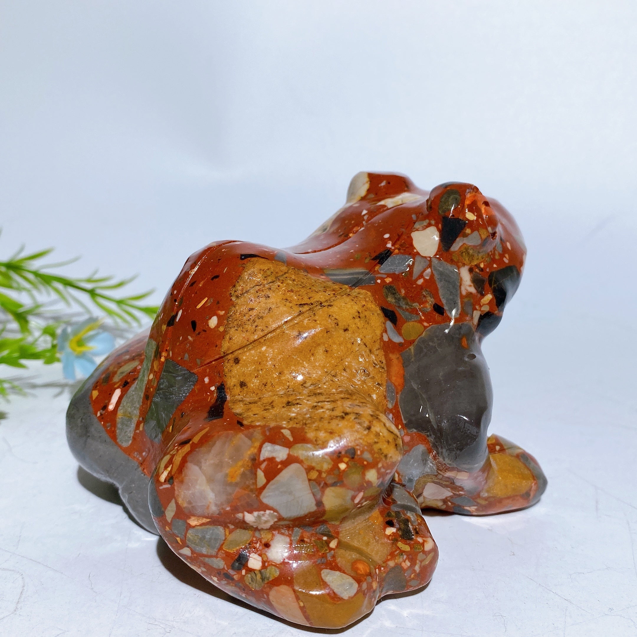 Red Jasper 4.5 inch Frog Crystal Carving for Energy Healing