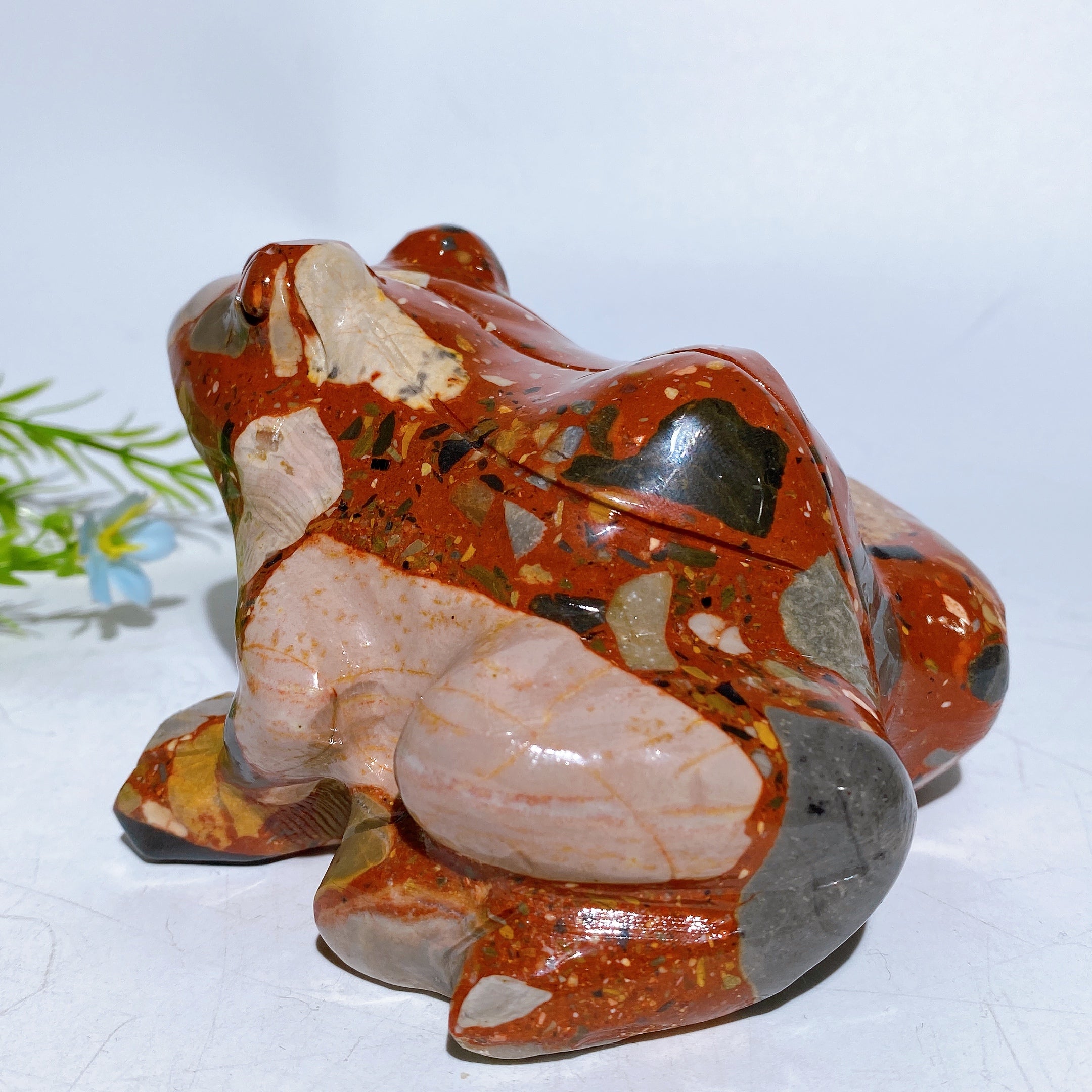 Red Jasper 4.5 inch Frog Crystal Carving for Energy Healing