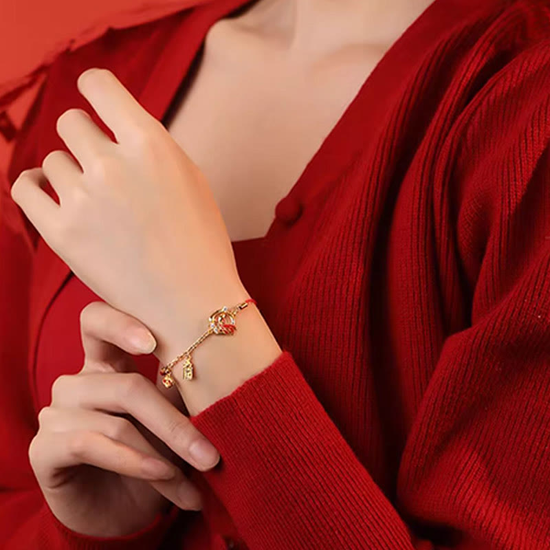 Red String 925 Sterling Silver Koi Fish Bracelet for Luck 13-17cm