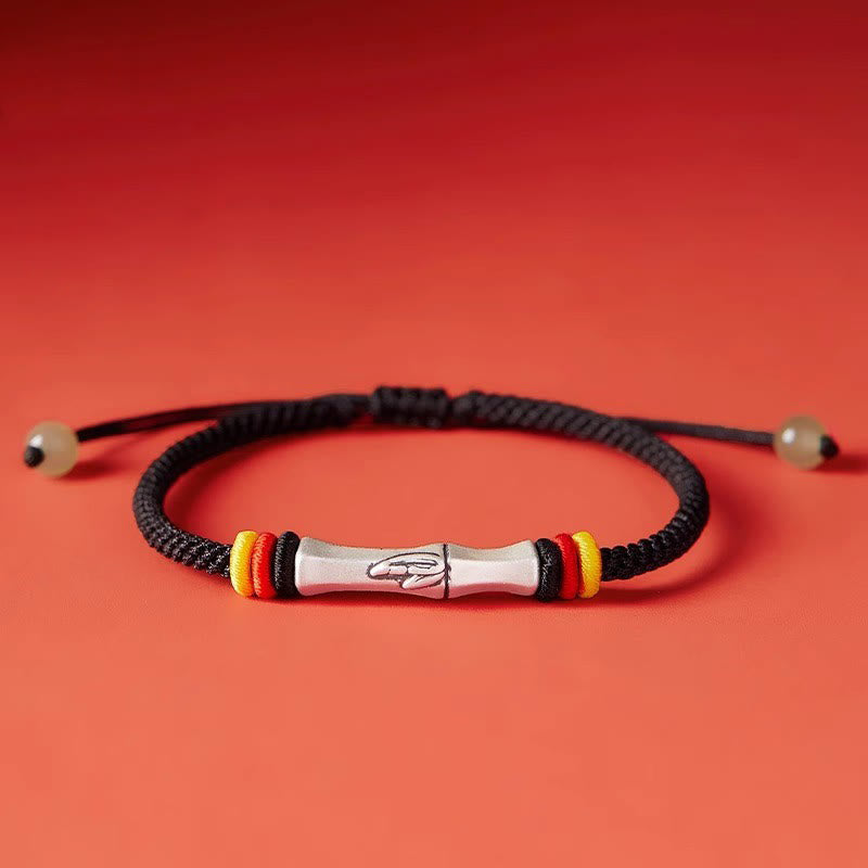 Red String 999 Sterling Silver Bamboo Enlightenment Bracelet