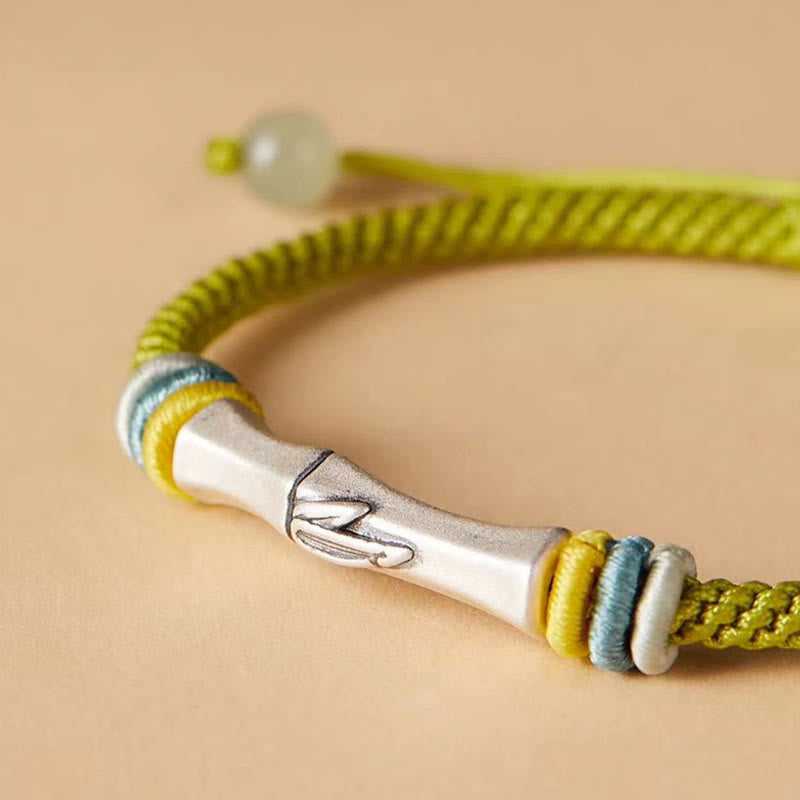 Red String 999 Sterling Silver Bamboo Enlightenment Bracelet