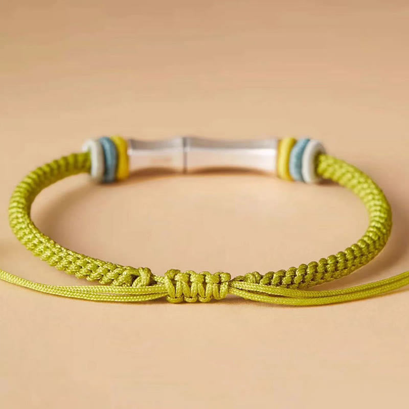 Red String 999 Sterling Silver Bamboo Enlightenment Bracelet