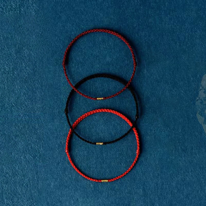 Red String Bracelet with Lucky Golden Beads | Protection & Luck