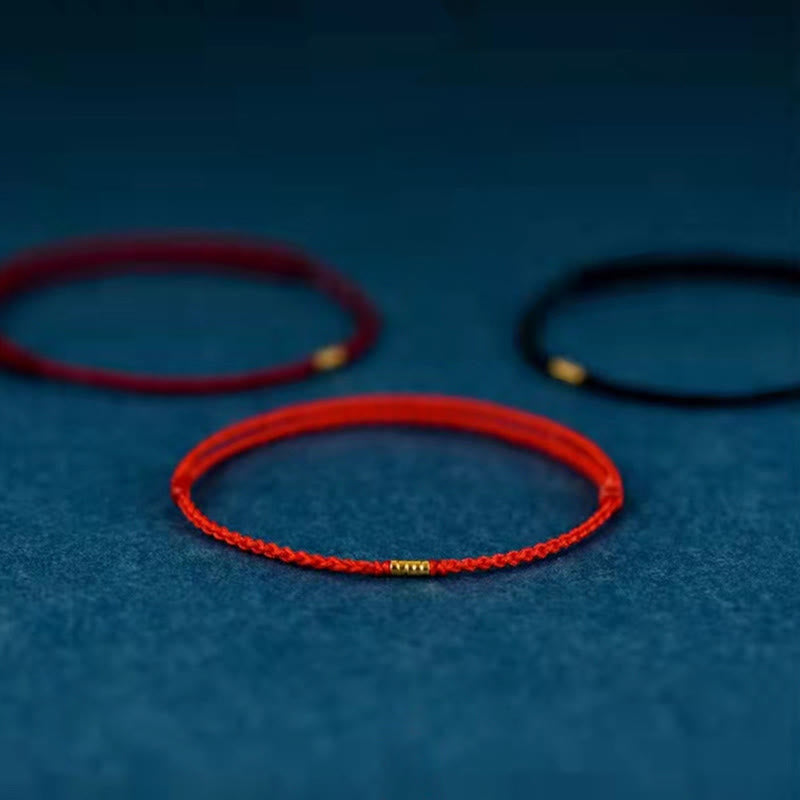 Red String Bracelet with Lucky Golden Beads | Protection & Luck