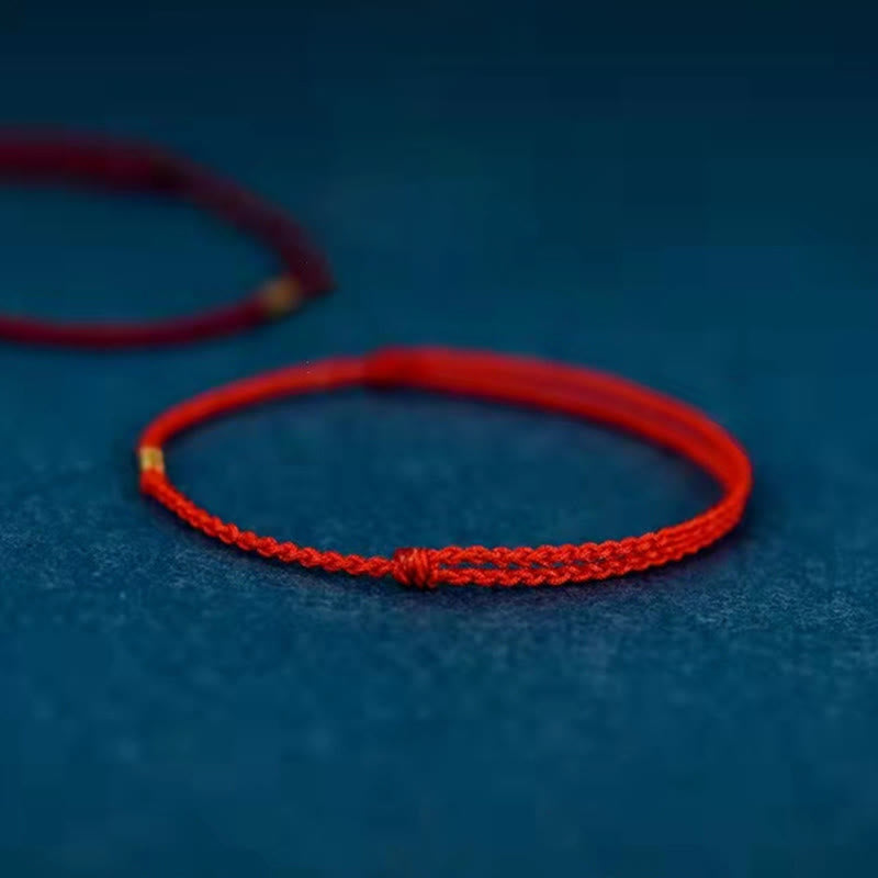 Red String Bracelet with Lucky Golden Beads | Protection & Luck