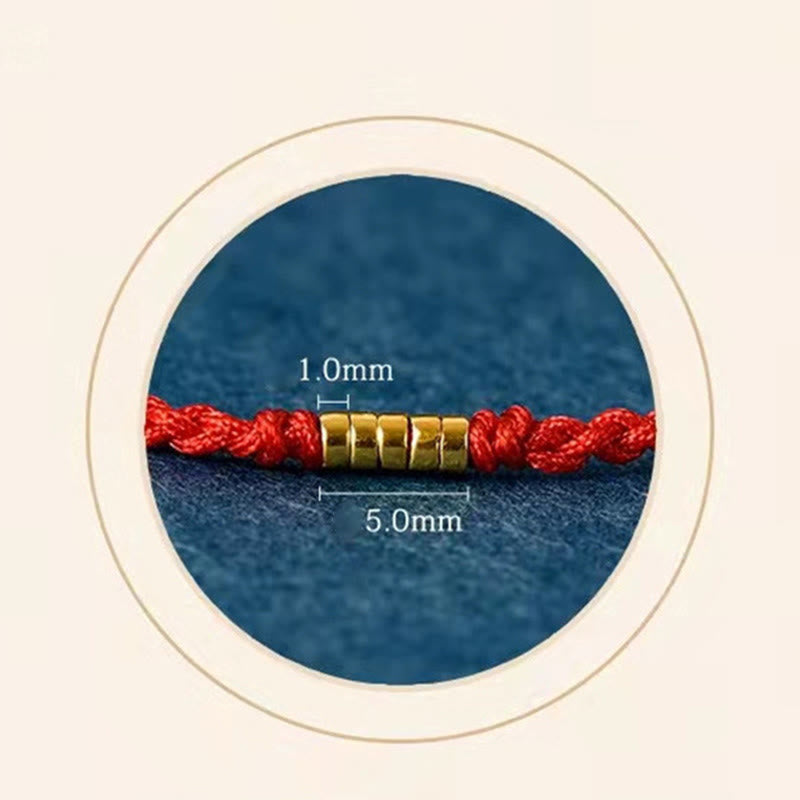 Red String Bracelet with Lucky Golden Beads | Protection & Luck