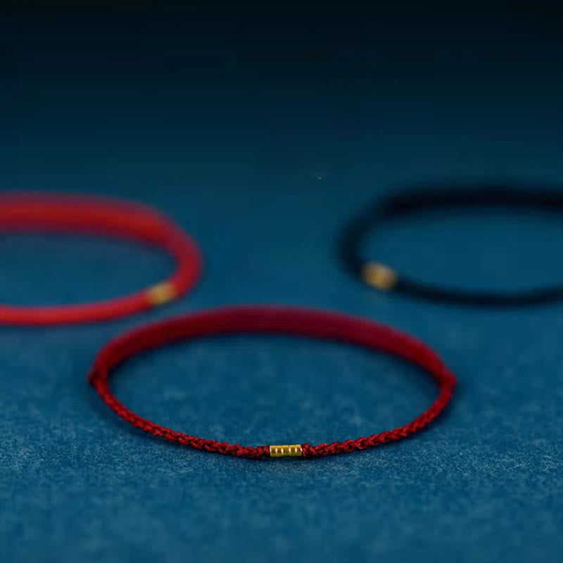 Red String Bracelet with Lucky Golden Beads | Protection & Luck
