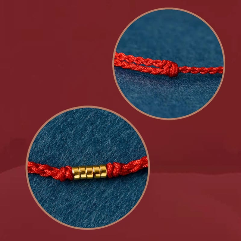 Red String Bracelet with Lucky Golden Beads | Protection & Luck