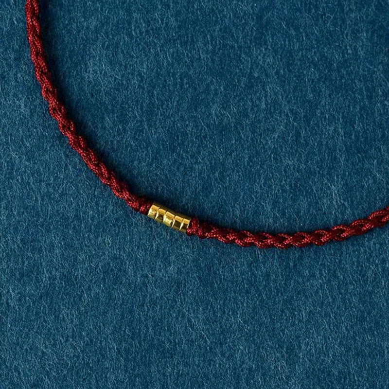 Red String Bracelet with Lucky Golden Beads | Protection & Luck