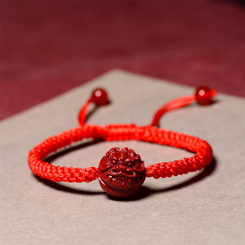 Red String Chinese Zodiac Cinnabar Bracelet for Protection