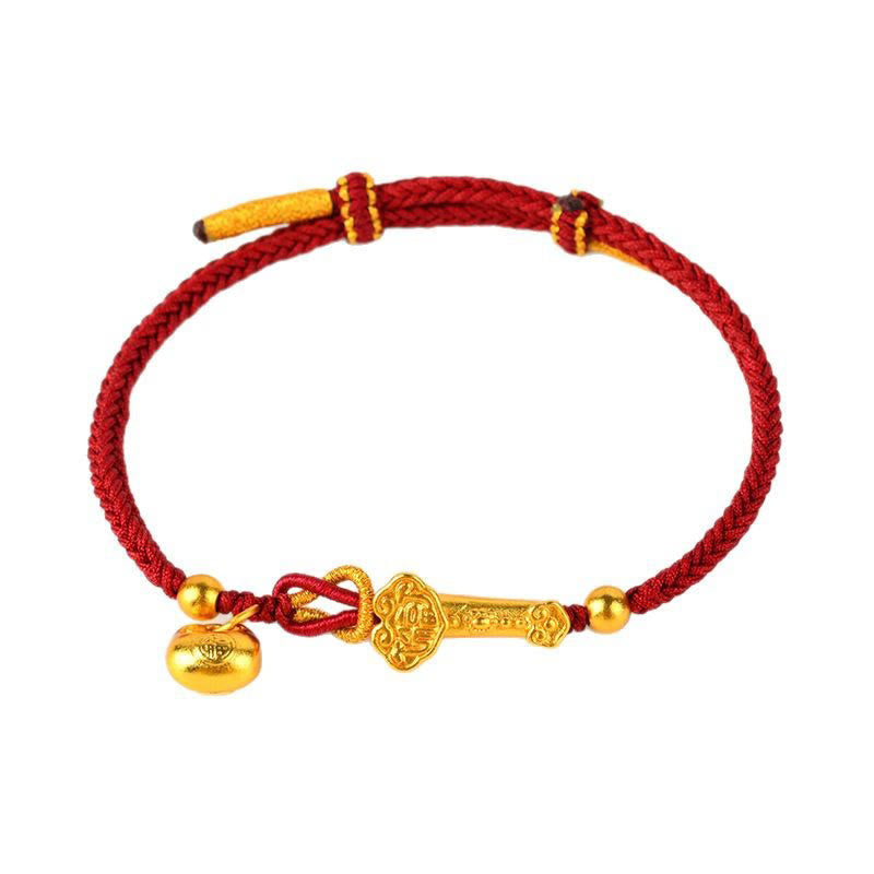 Red String Fu Character Ruyi Stick Luck Braided Bracelet