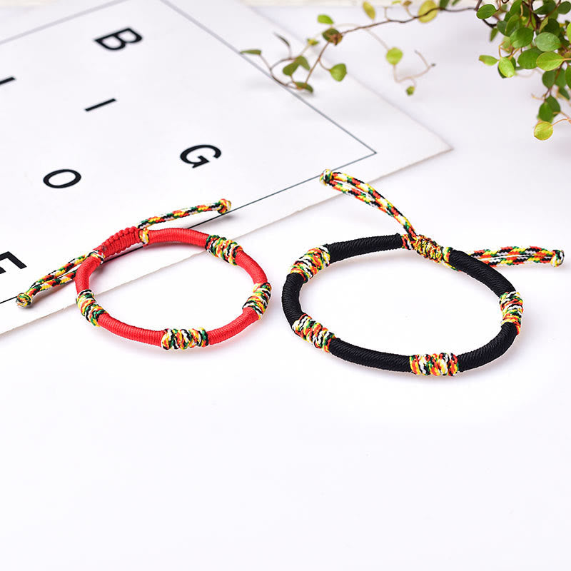 Red String Protection Bracelet with Tibetan King Kong Knot