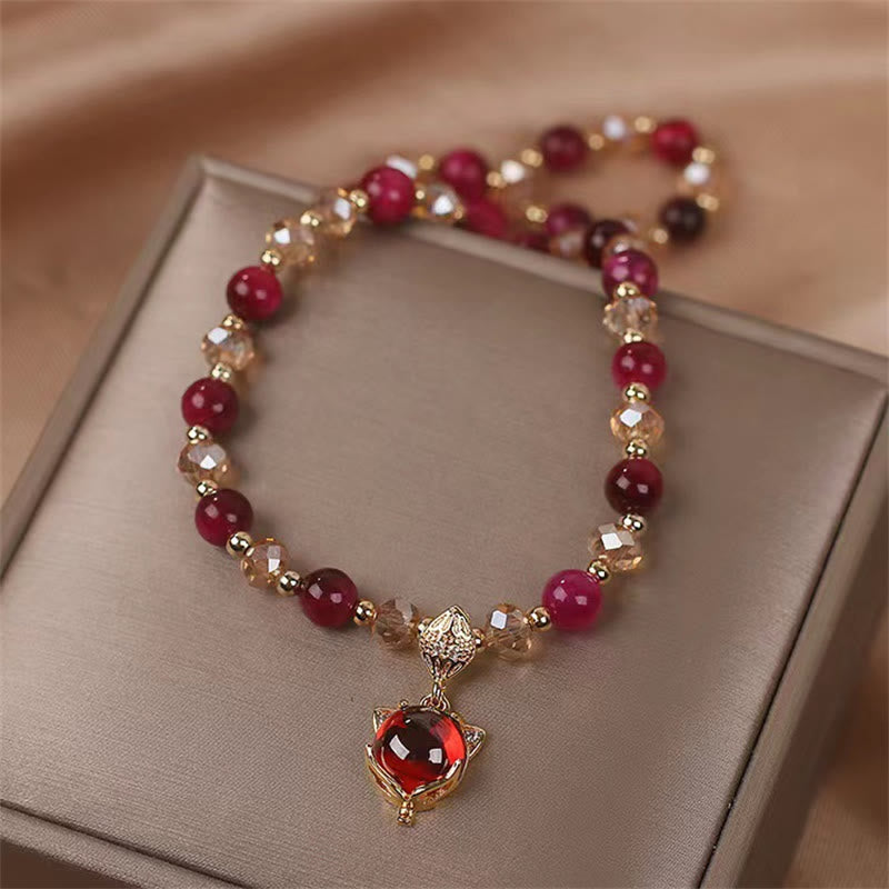 Red Tiger Eye Double Wrap Protection Bracelet for Balance