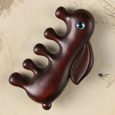 Relaxation Massage Comb | Small Leaf Red & Green Sandalwood