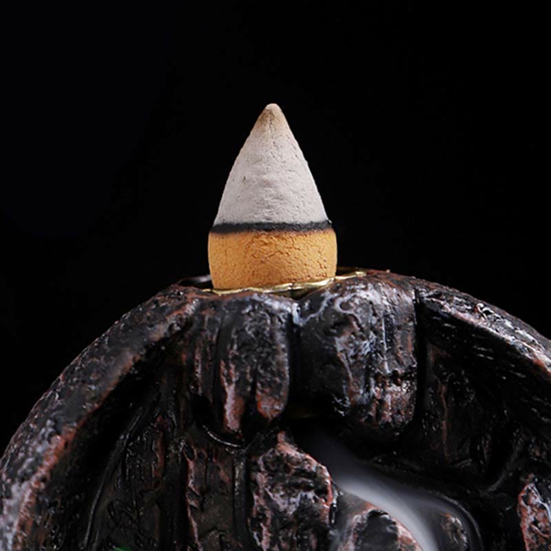 Resin Buddha Incense Burner with Mountain Bridges Pattern
