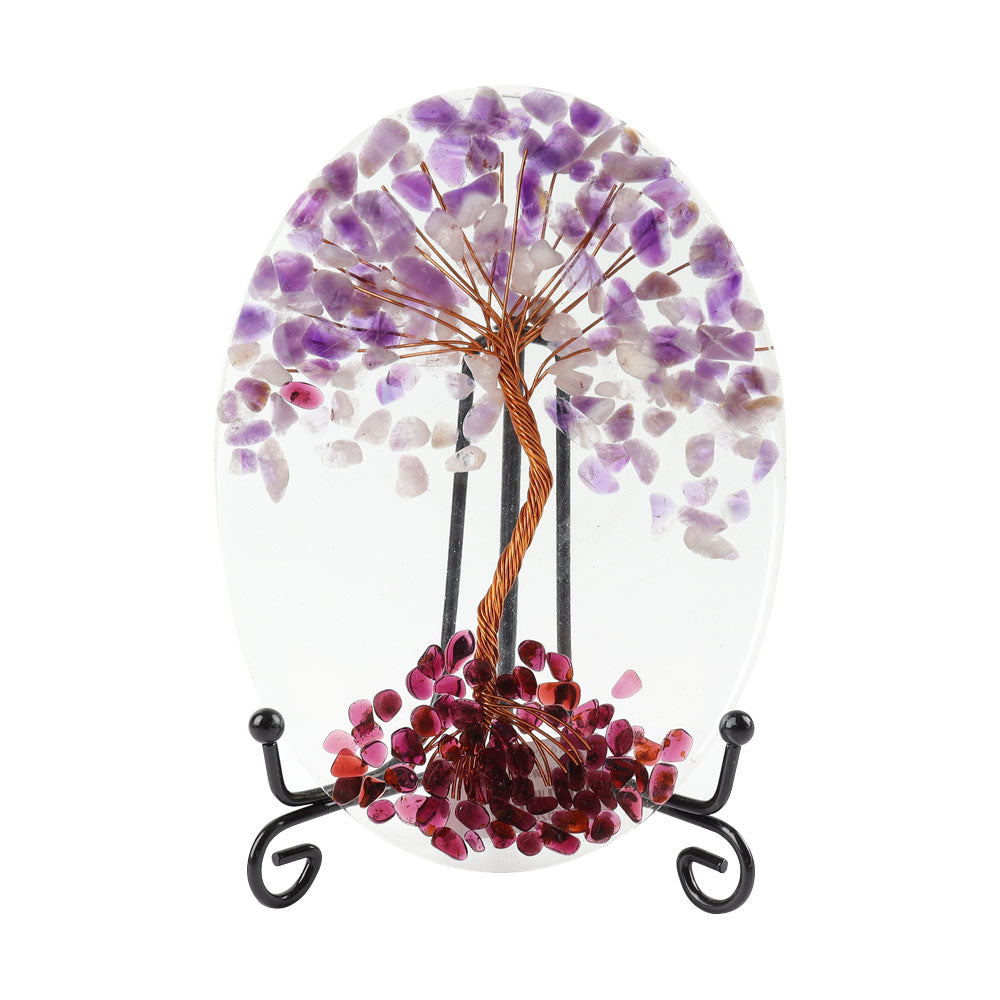 Resin Coaster Crystal Tree with Amethyst & Garnet 4x5.5 in