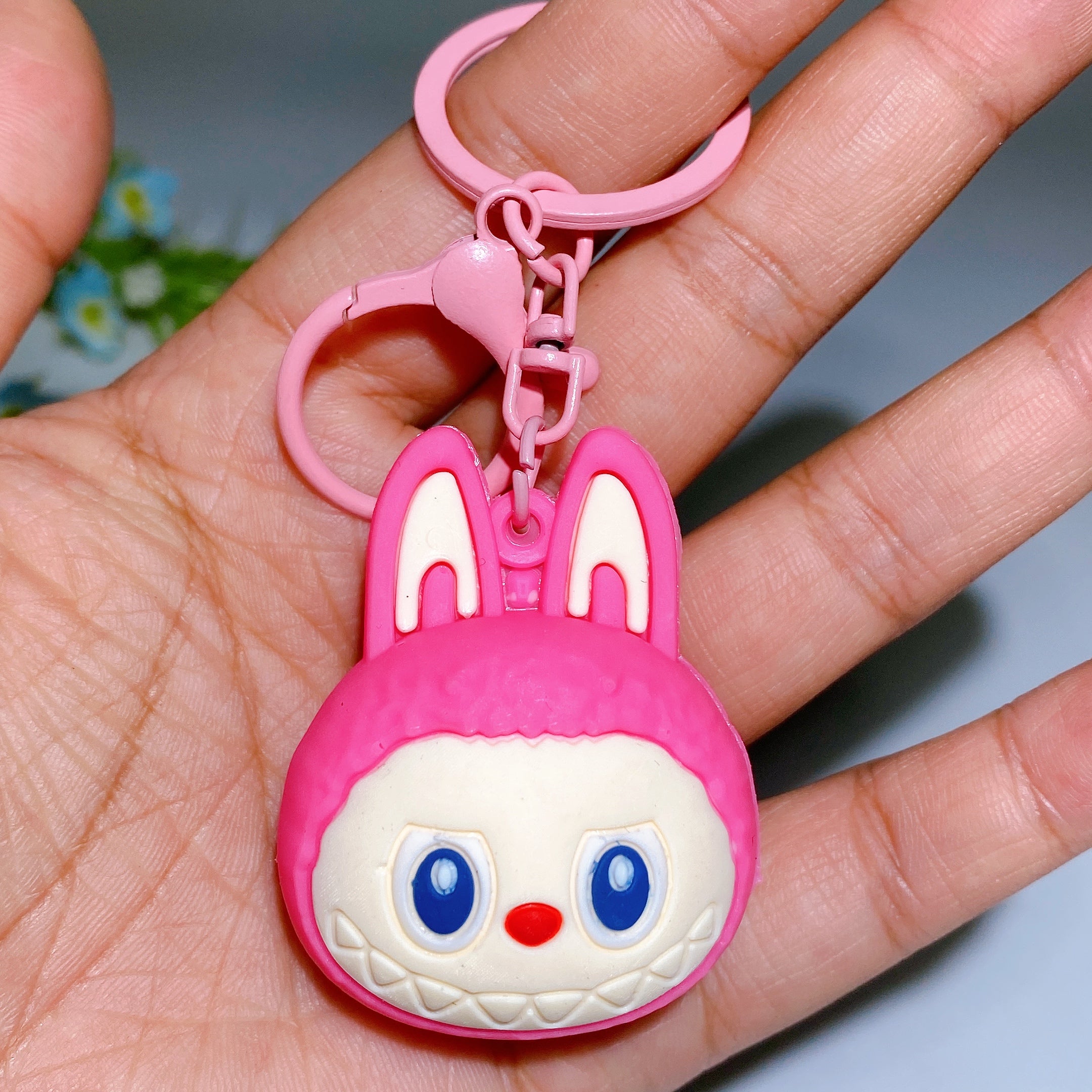 Resin Crystal Labubu Key Chain for Car Hanging Charm 70mm