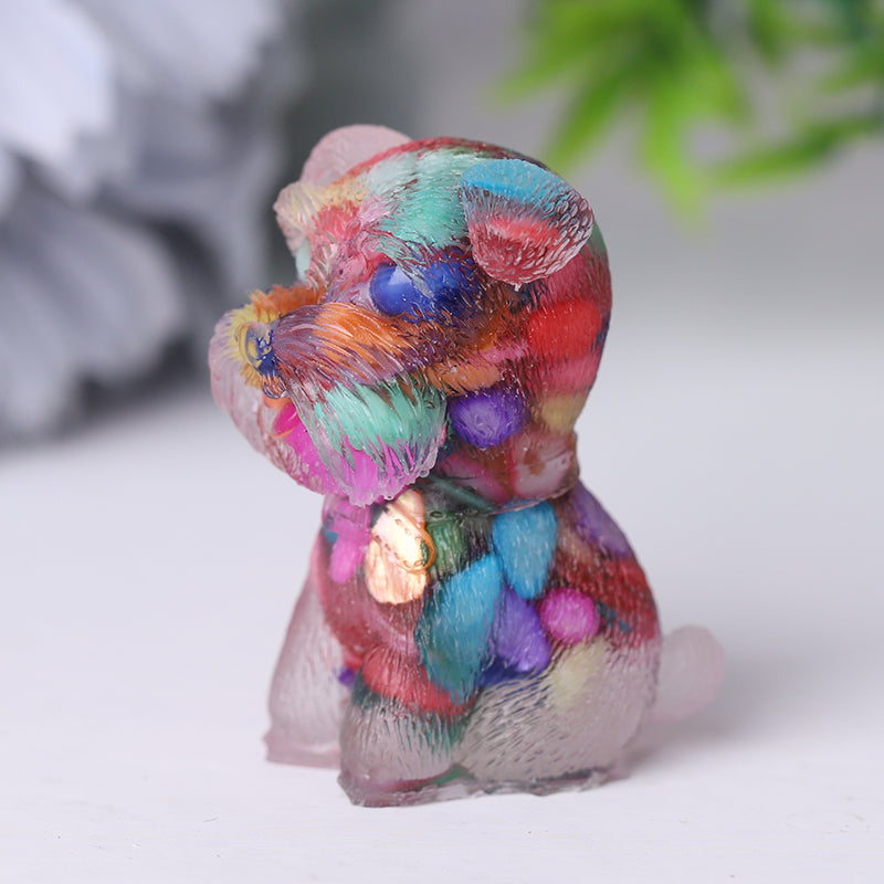 Resin Crystal Schnauzer Animal Figurine 1.6 Inch Spiritual