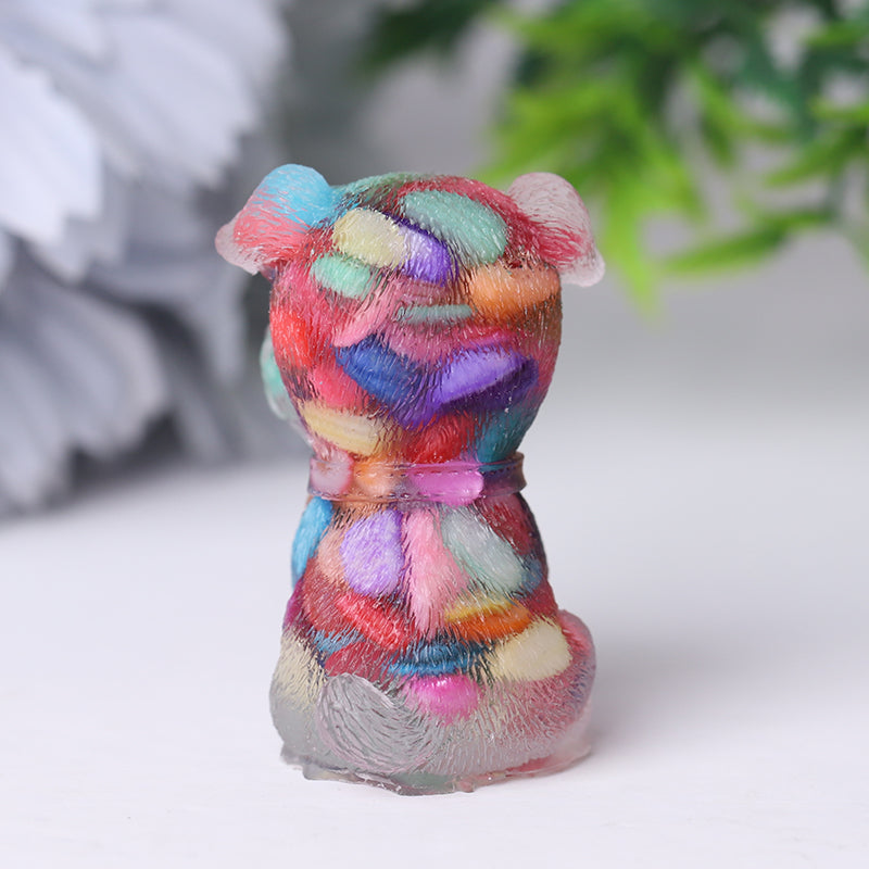 Resin Crystal Schnauzer Animal Figurine 1.6 Inch Spiritual
