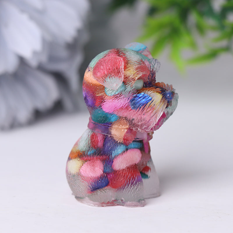 Resin Crystal Schnauzer Animal Figurine 1.6 Inch Spiritual