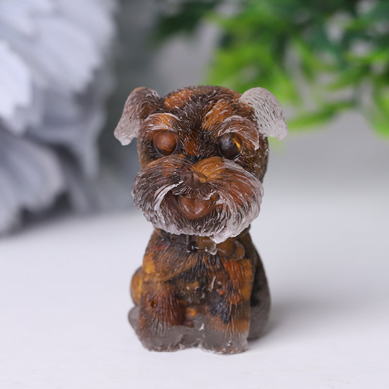 Resin Crystal Schnauzer Animal Figurine 1.6 Inch Spiritual
