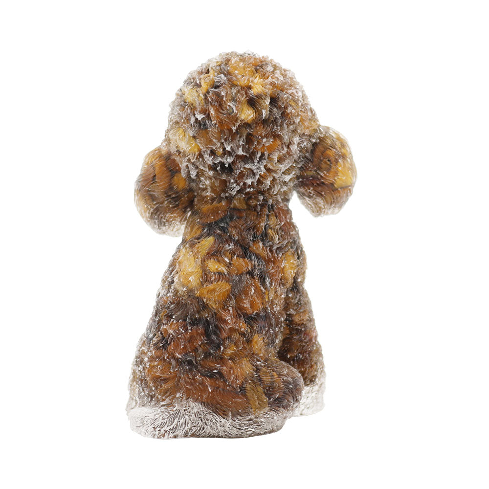 Resin Toy Poodle Figurine with Tiger Eye Effect | Spiritual Animal Decor