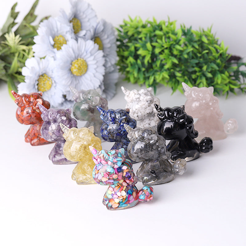 Resin Unicorn Crystal Carvings 2.5-3 Inch Healing Figurines