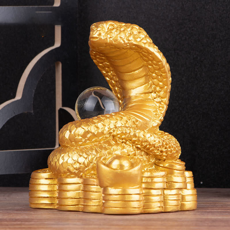Resin Year of the Snake Wealth Figurine with Ingots