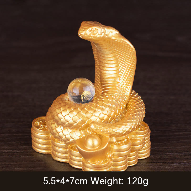 Resin Year of the Snake Wealth Figurine with Ingots