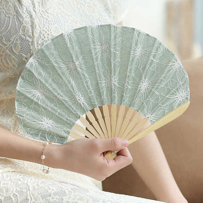 Retro Flower Embroidery Chinese Folding Fan 21cm