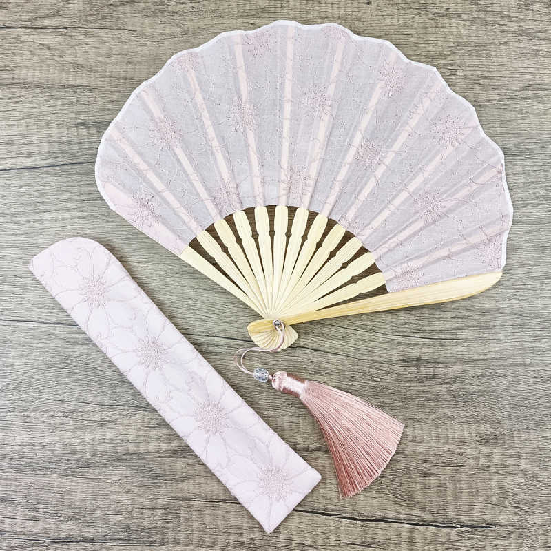Retro Flower Embroidery Chinese Folding Fan 21cm