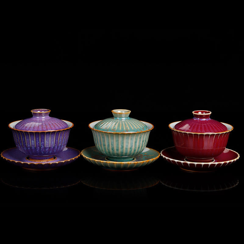 Retro Glaze Kiln Change Ceramic Gaiwan Tea Cup 150ml