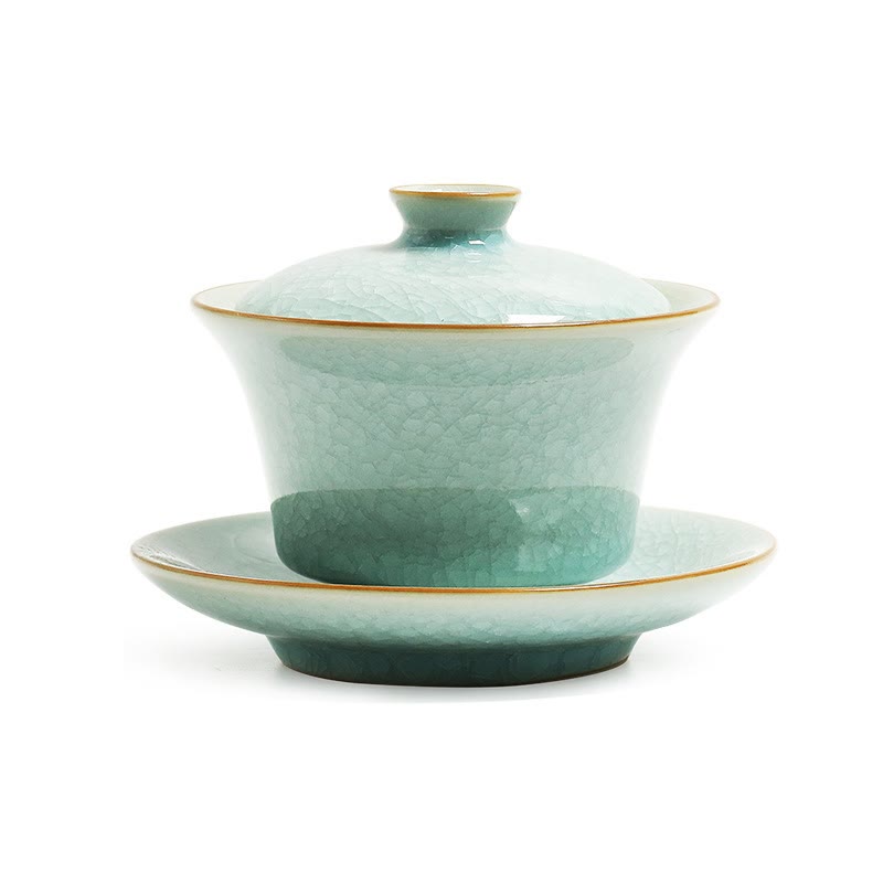 Retro Green Ice Glaze Ceramic Gaiwan | 180ml Kung Fu Tea Cup