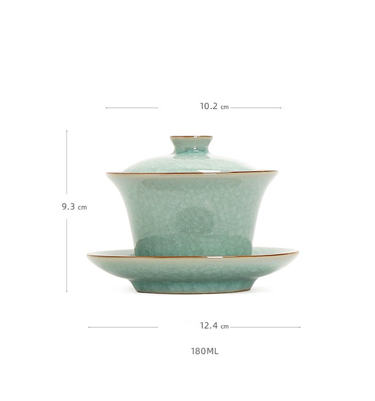 Retro Green Ice Glaze Ceramic Gaiwan | 180ml Kung Fu Tea Cup
