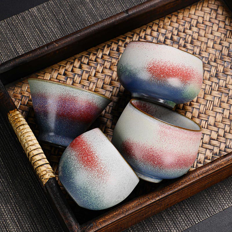 Retro Red Gradient Kiln Ceramic Tea Cup 160ml