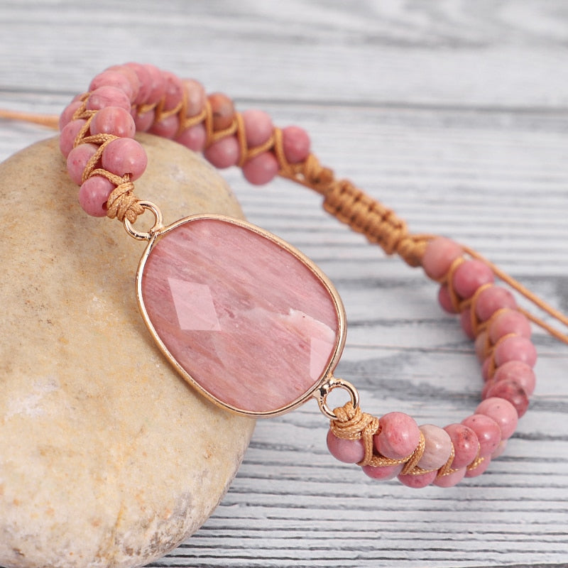 Rhodochrosite Heart Healing Bracelet