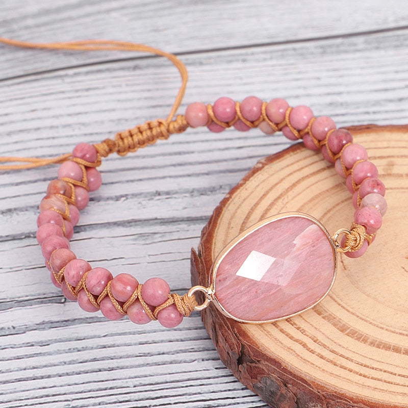 Rhodochrosite Heart Healing Bracelet