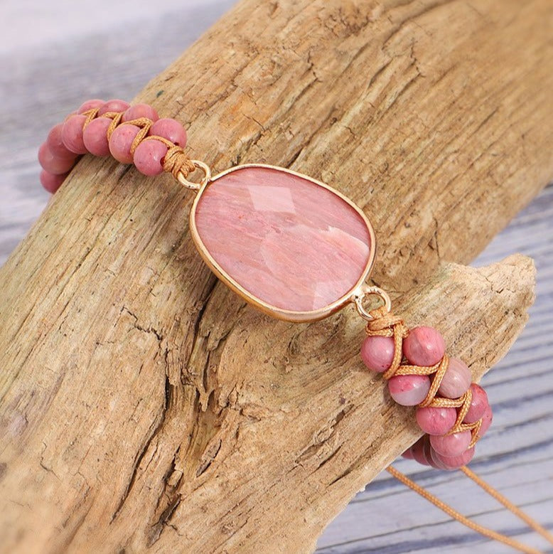 Rhodochrosite Heart Healing Bracelet