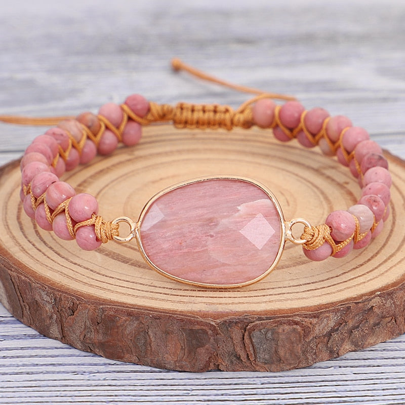 Rhodochrosite Heart Healing Bracelet