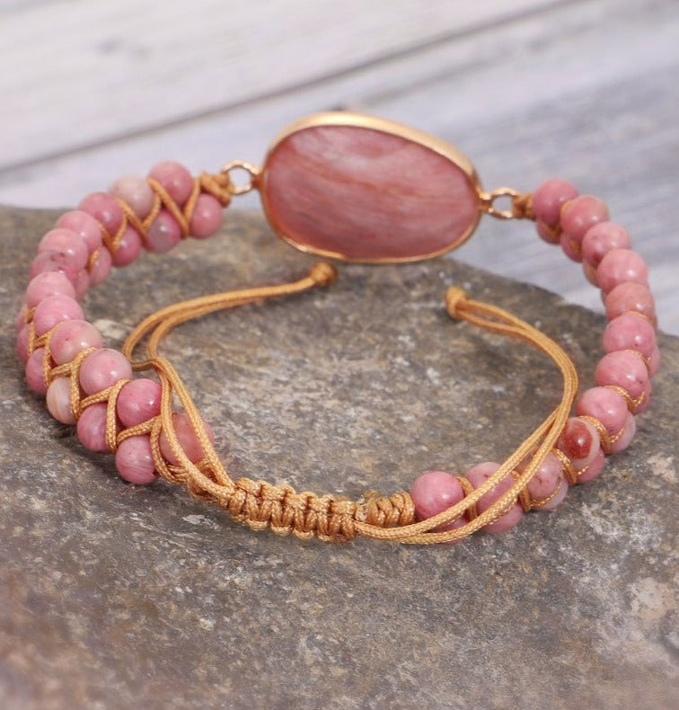 Rhodochrosite Heart Healing Bracelet