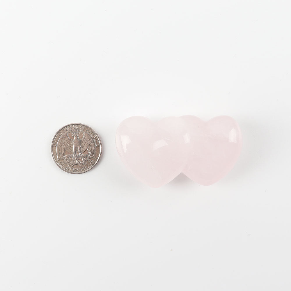 Rose Quartz Double Heart Crystal Carving 2.28in Healing Specimen