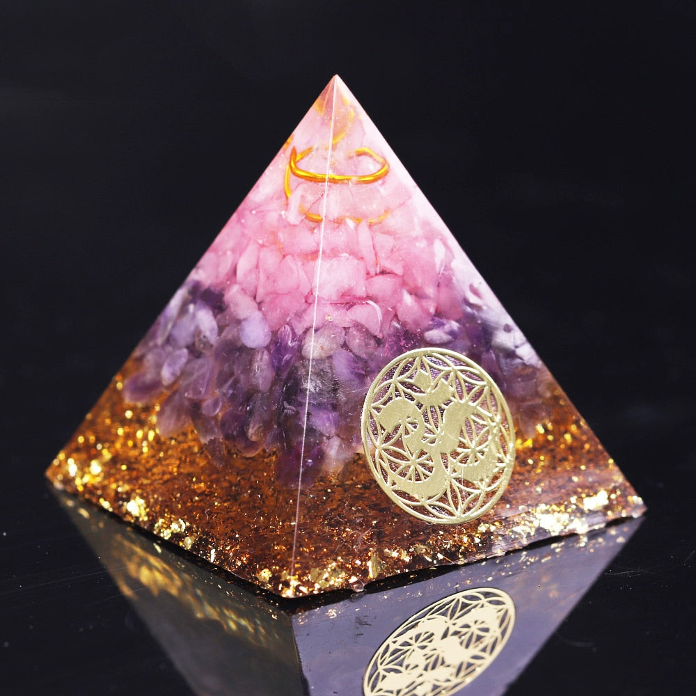 Rose Quartz Orgonite Pyramid for Meditation and Harmony