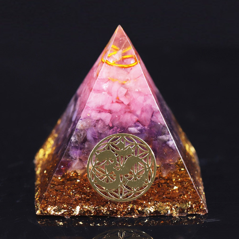 Rose Quartz Orgonite Pyramid for Meditation and Harmony