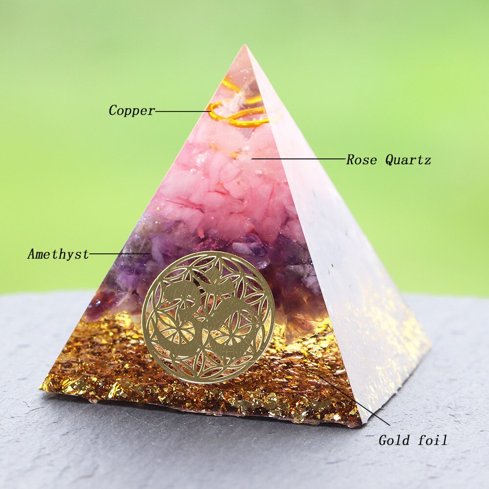 Rose Quartz Orgonite Pyramid for Meditation and Harmony