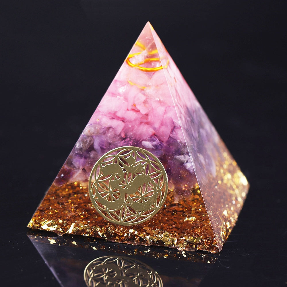 Rose Quartz Orgonite Healing Pyramid