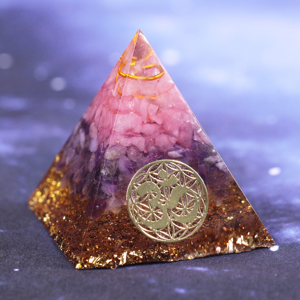 Rose Quartz Orgonite Healing Pyramid