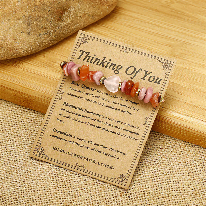 Rose Quartz Relationships Bracelet with Rhodonite & Carnelian for Love