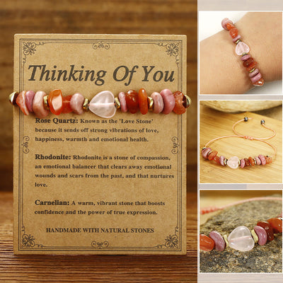 Rose Quartz Relationships Bracelet with Rhodonite & Carnelian for Love