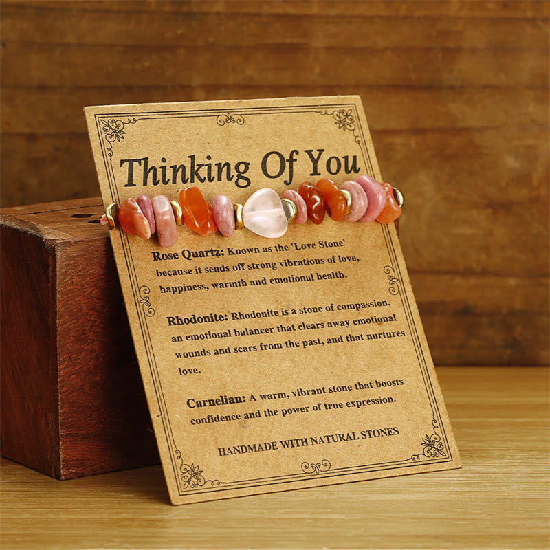 Rose Quartz Relationships Bracelet with Rhodonite & Carnelian for Love